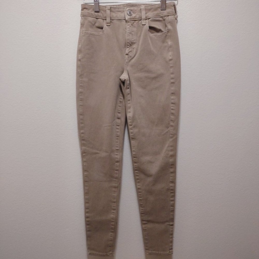 American Eagle Hi-Rise Jegging Khaki Pants 0 Regular